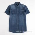 Indigo Short Sleeve Thick Fabric Winter Men's Shirts